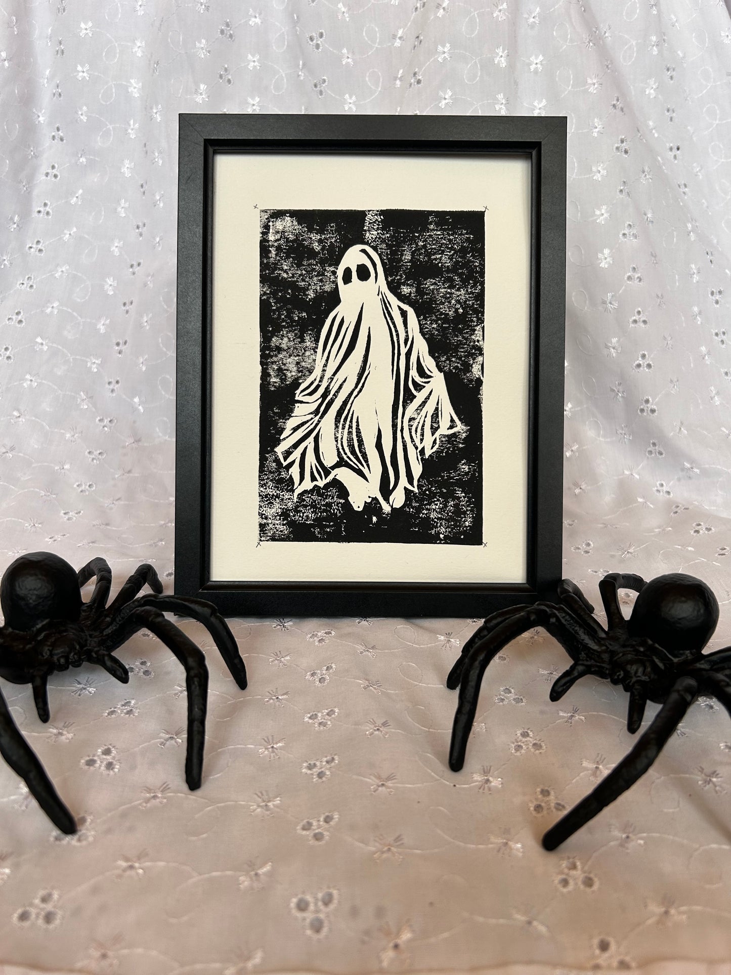 Fred the Ghost – Hand-Printed Lino Print