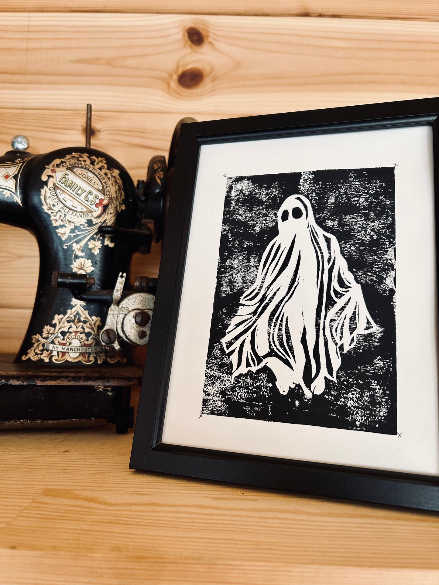 Fred the Ghost – Hand-Printed Lino Print