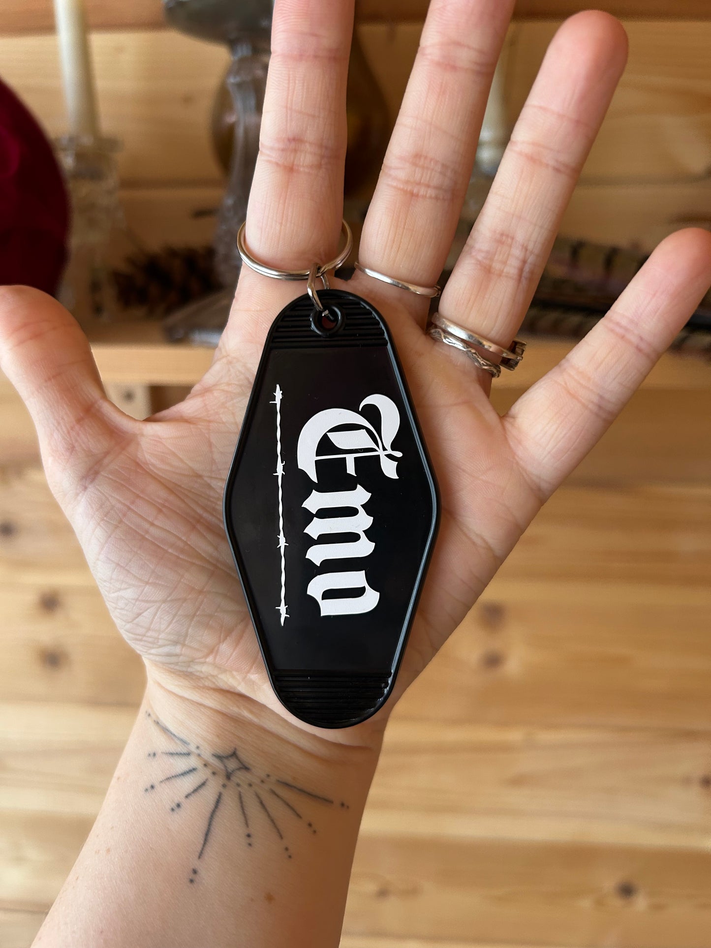Emo Motel Key Ring | Barbed Wire Bag Charm for Emo & Alt Aesthetics