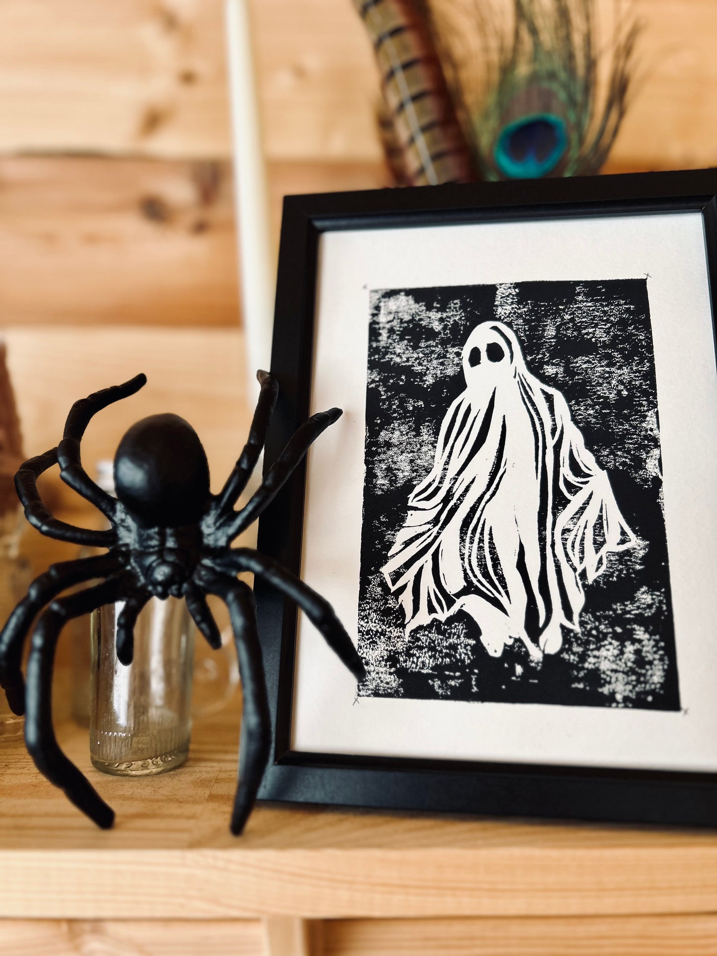 Fred the Ghost – Hand-Printed Lino Print