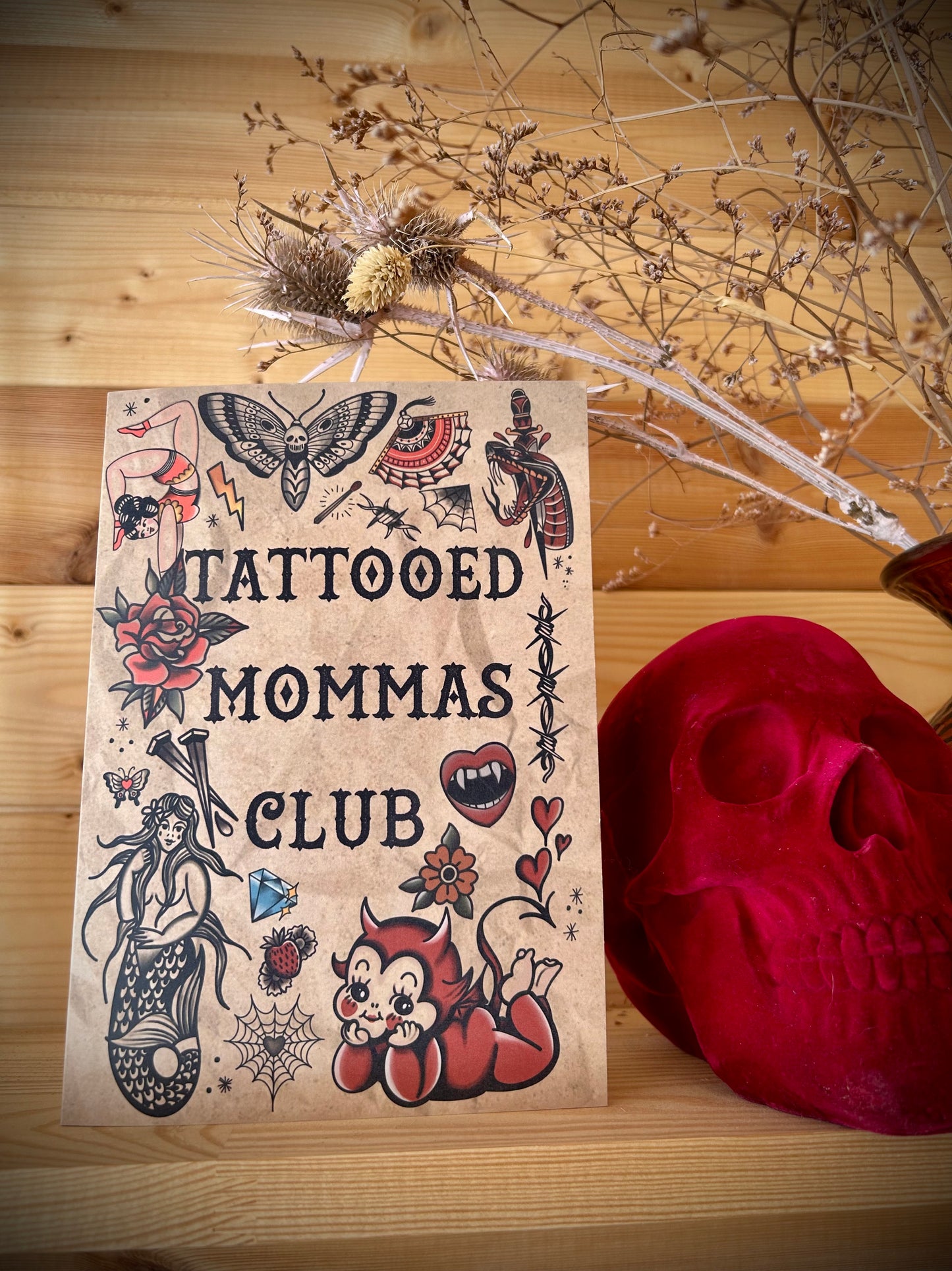 Tattooed Momma Greeting Card – Classic Tattoo-Inspired Design