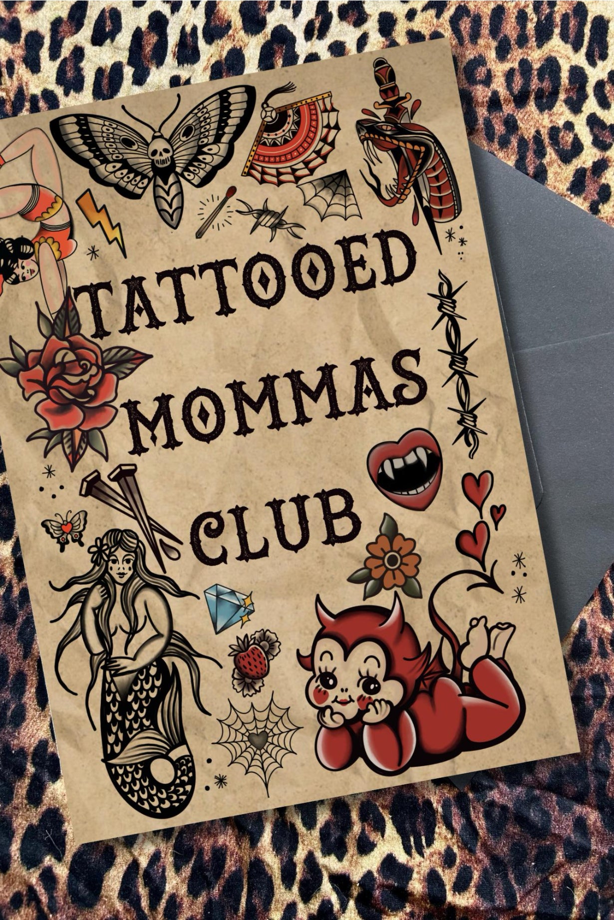 Tattooed Momma Greeting Card – Classic Tattoo-Inspired Design