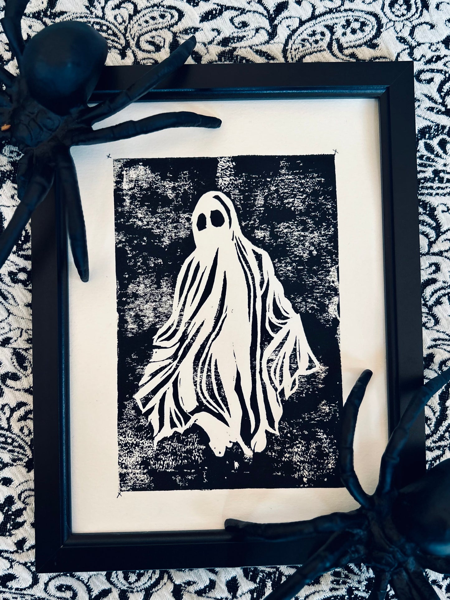 Fred the Ghost – Hand-Printed Lino Print