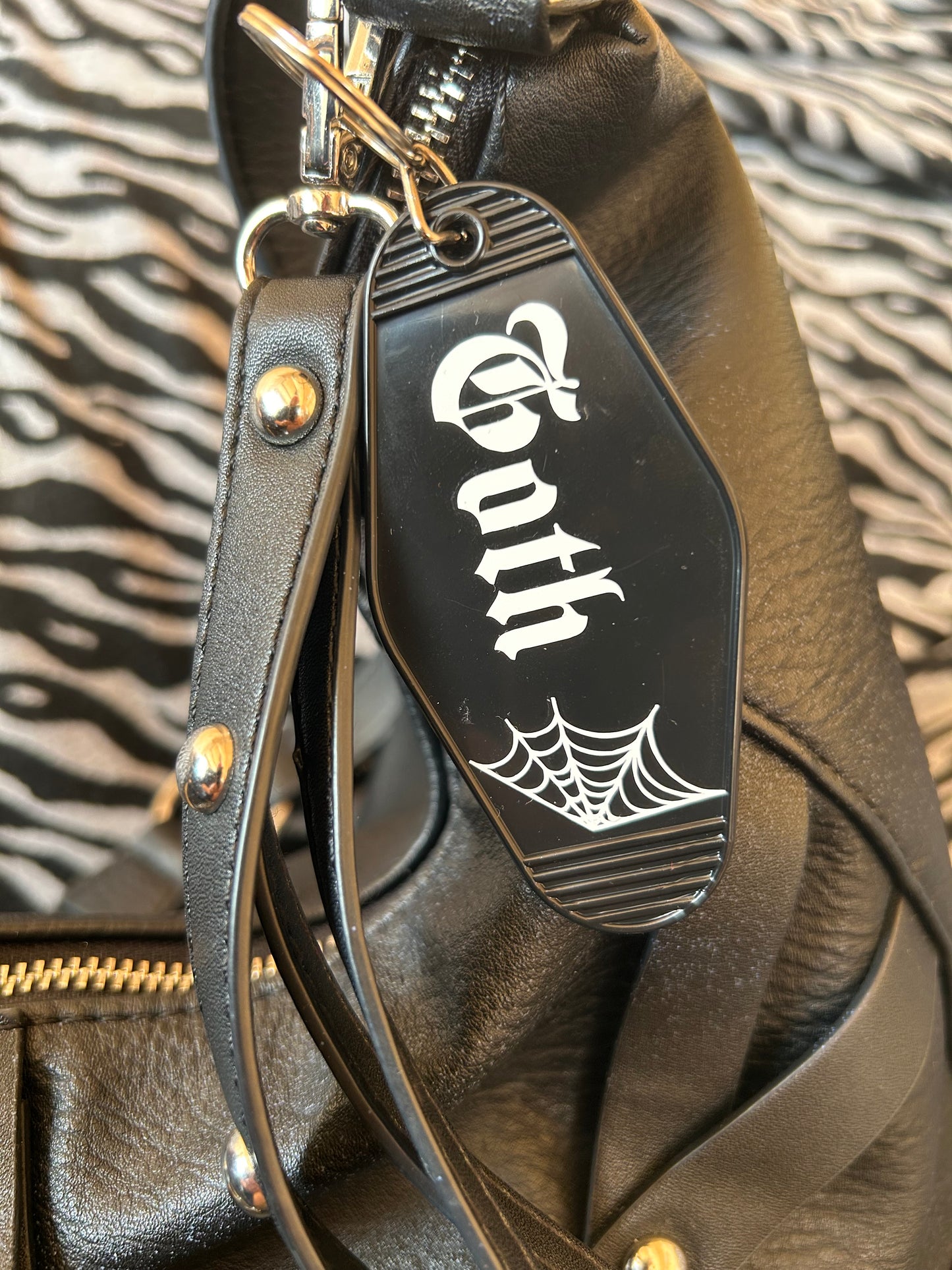 Goth Motel Key Ring | Cobweb Bag Charm for Gothic & Alt Style