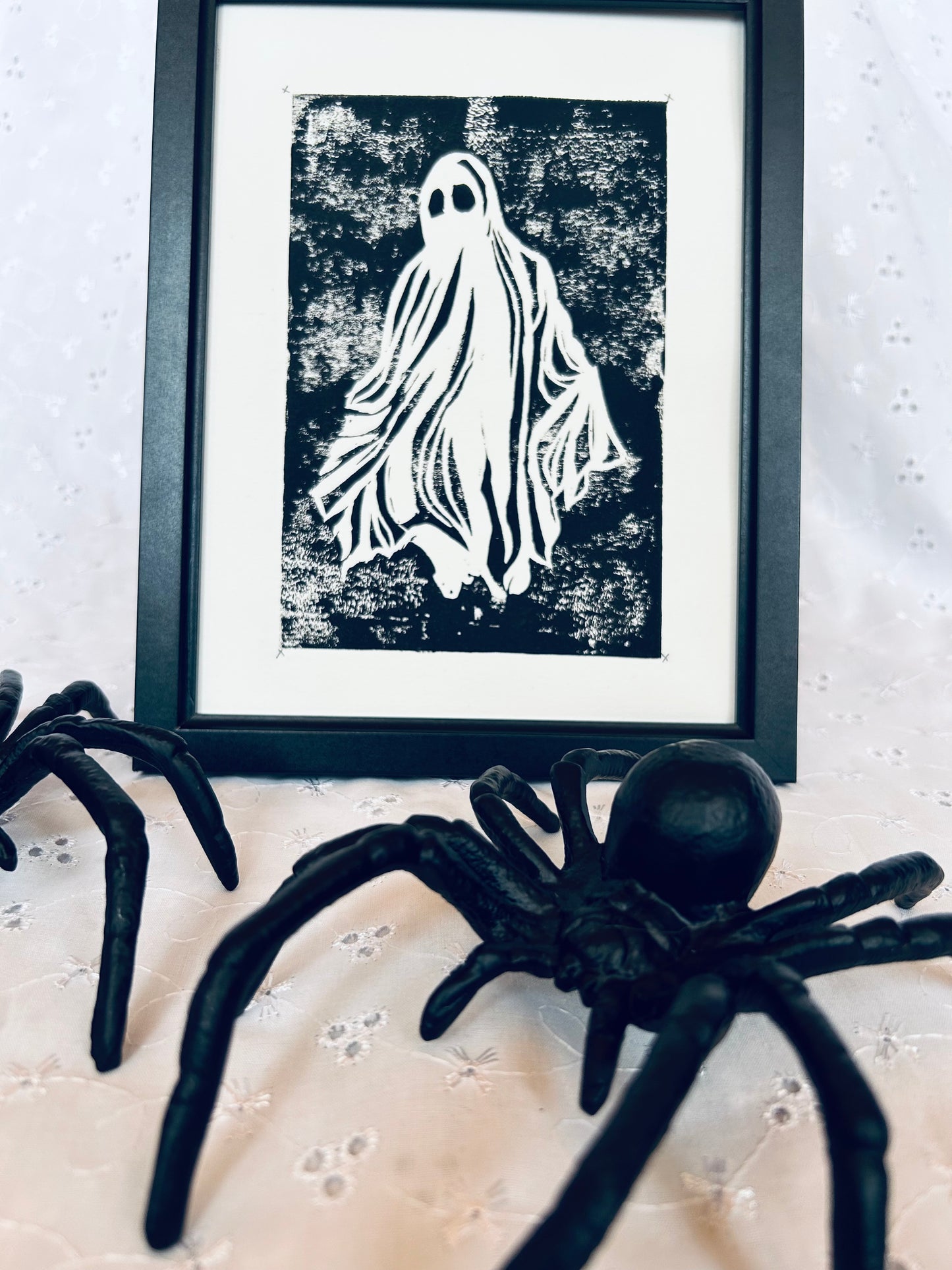 Fred the Ghost – Hand-Printed Lino Print