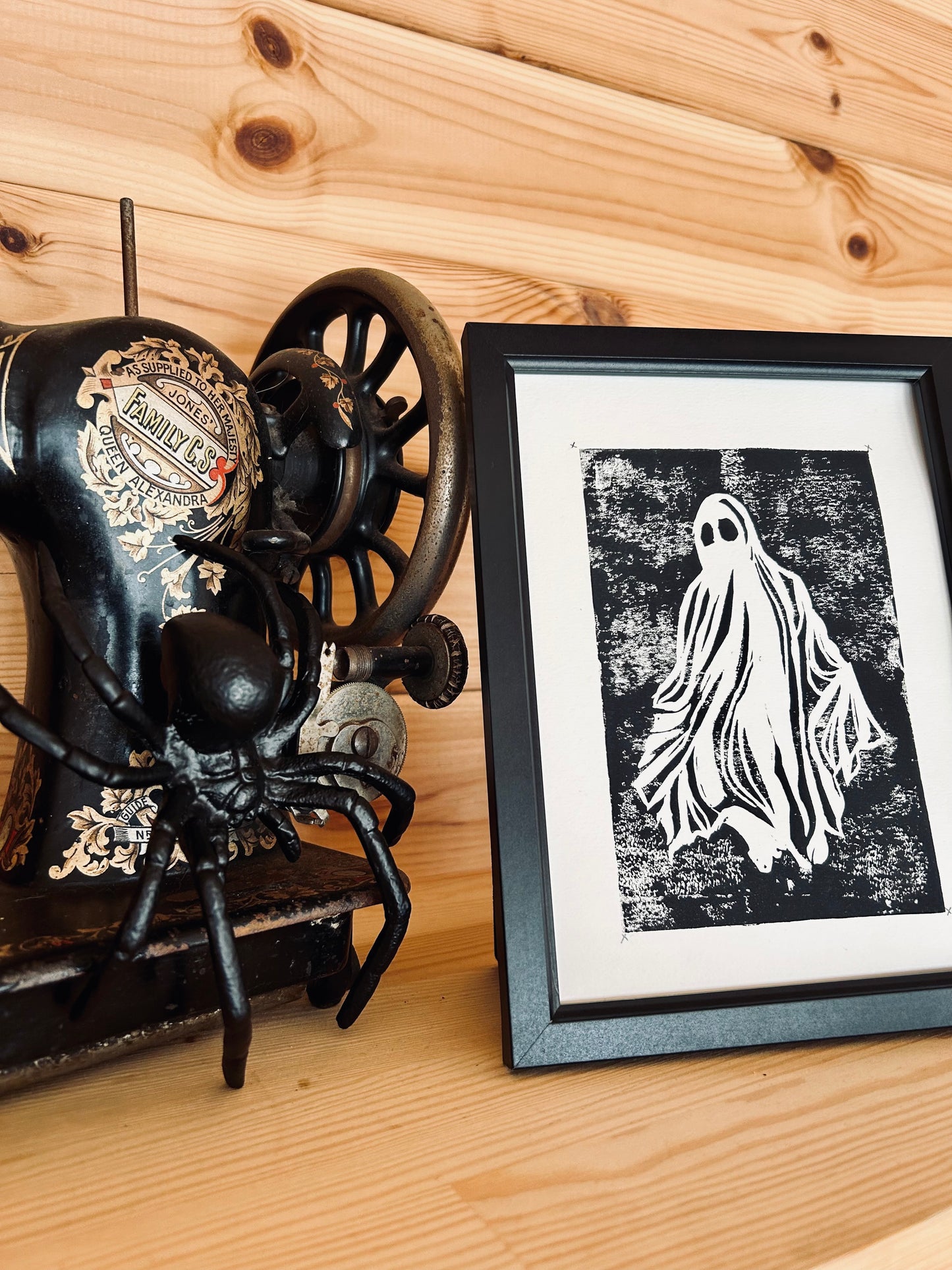 Fred the Ghost – Hand-Printed Lino Print
