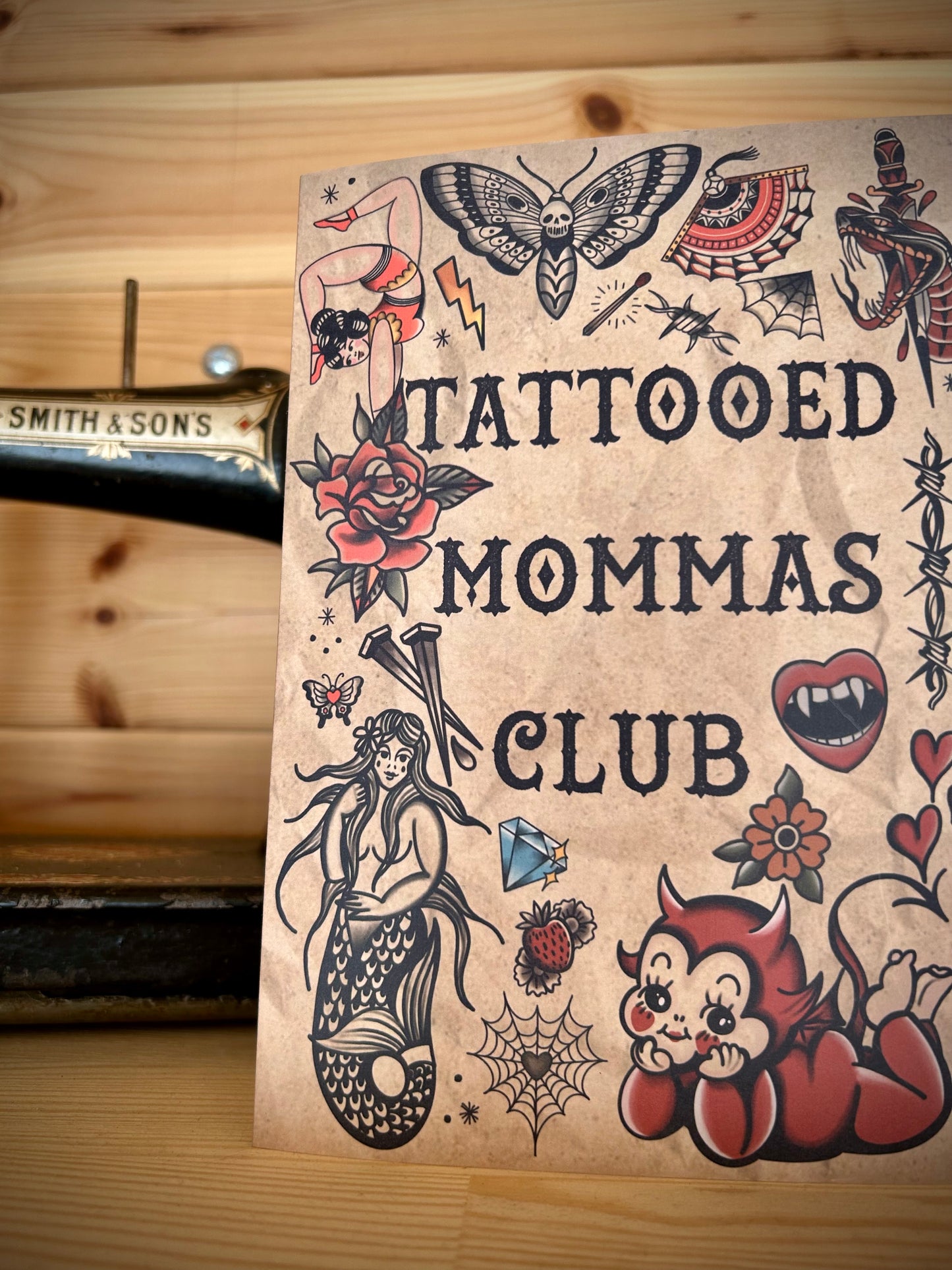 Tattooed Momma Greeting Card – Classic Tattoo-Inspired Design