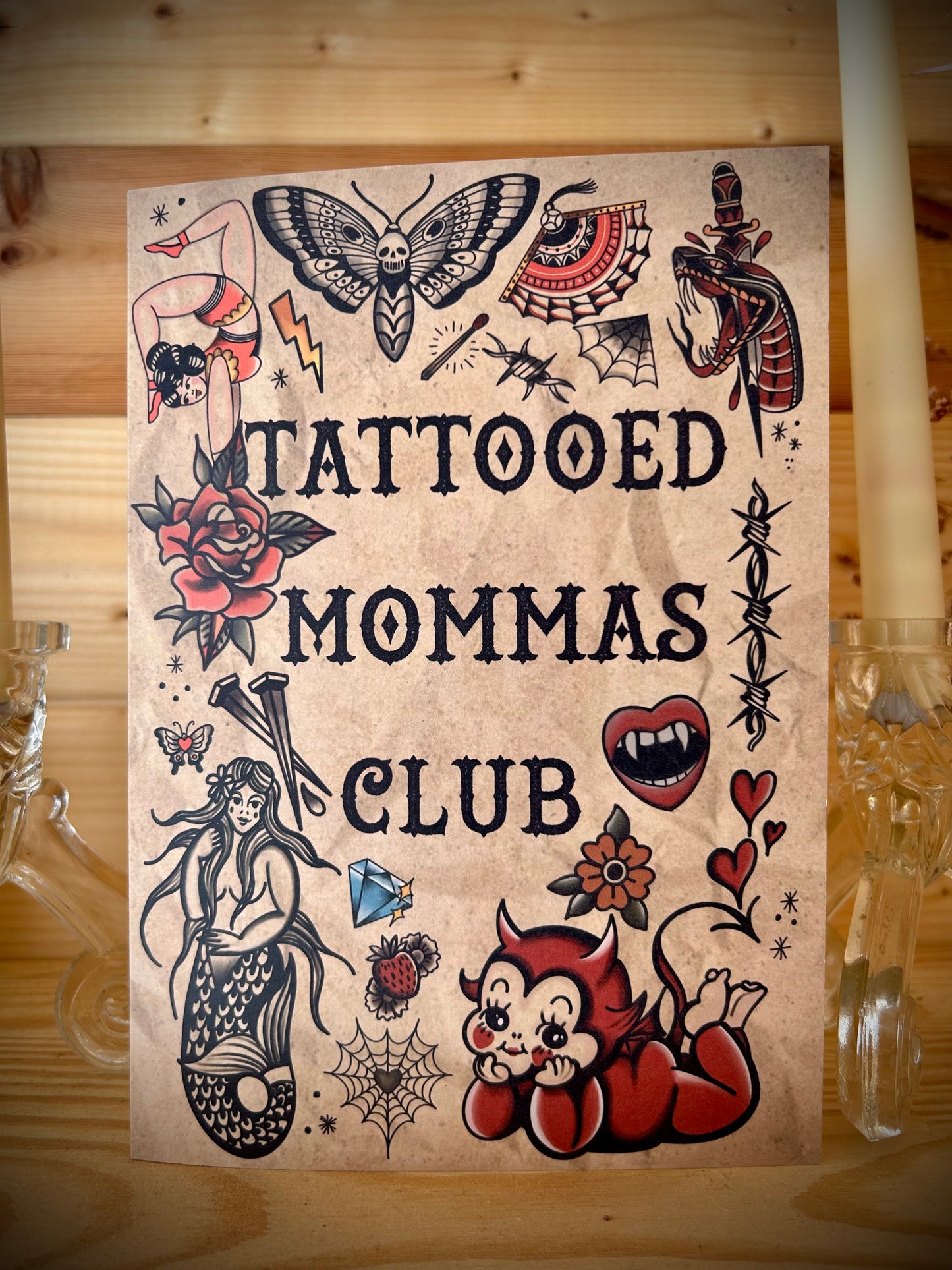 Tattooed Momma Greeting Card – Classic Tattoo-Inspired Design