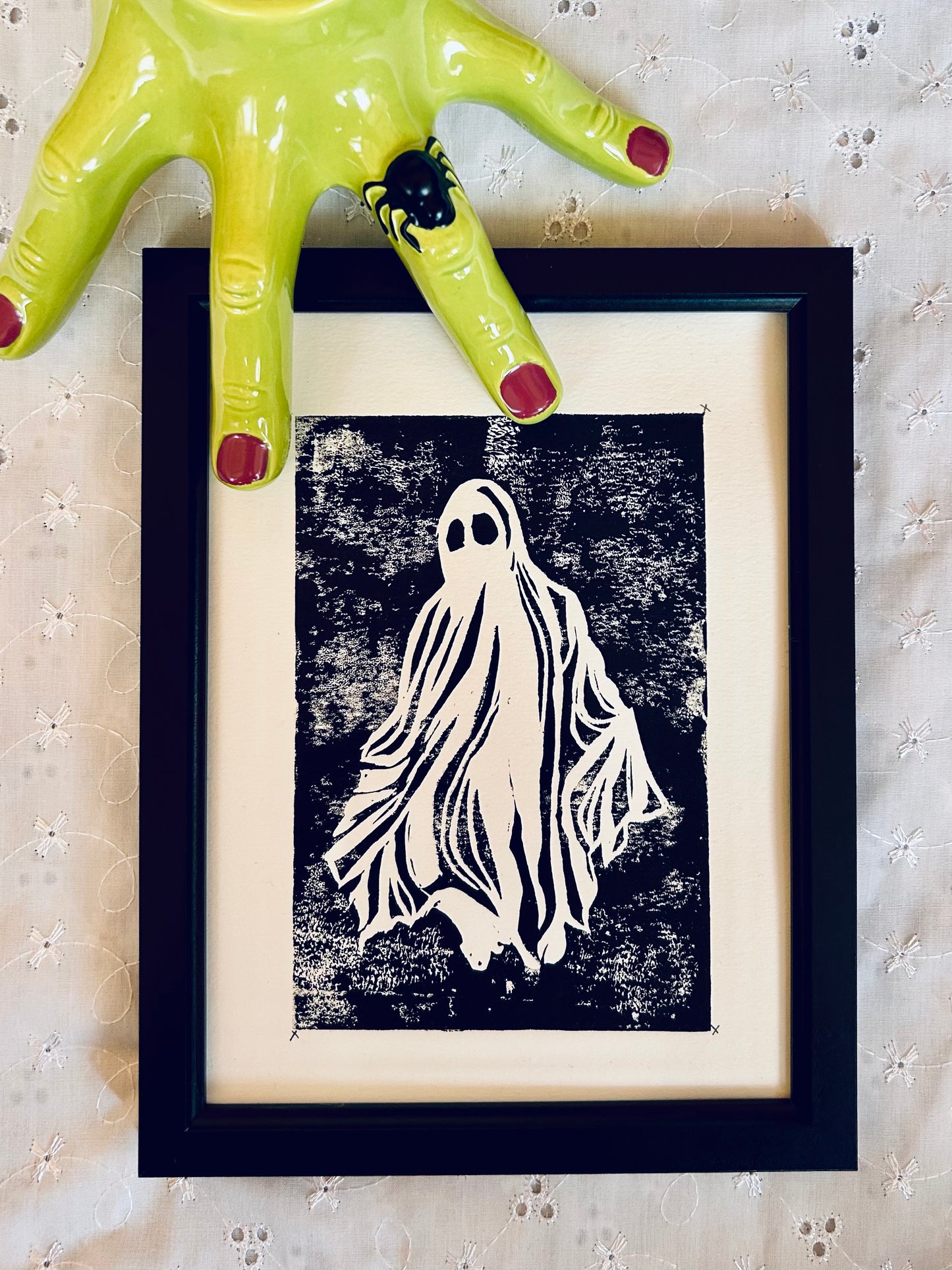 Fred the Ghost – Hand-Printed Lino Print