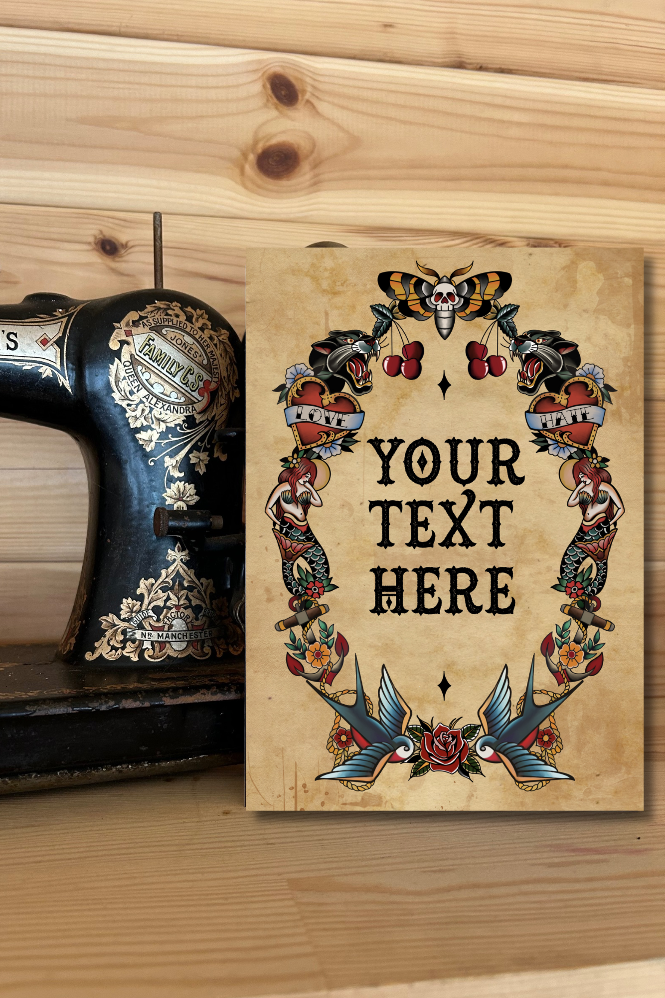 Custom Traditional Tattoo Style Print – A4 Art Print | Framed or Unframed