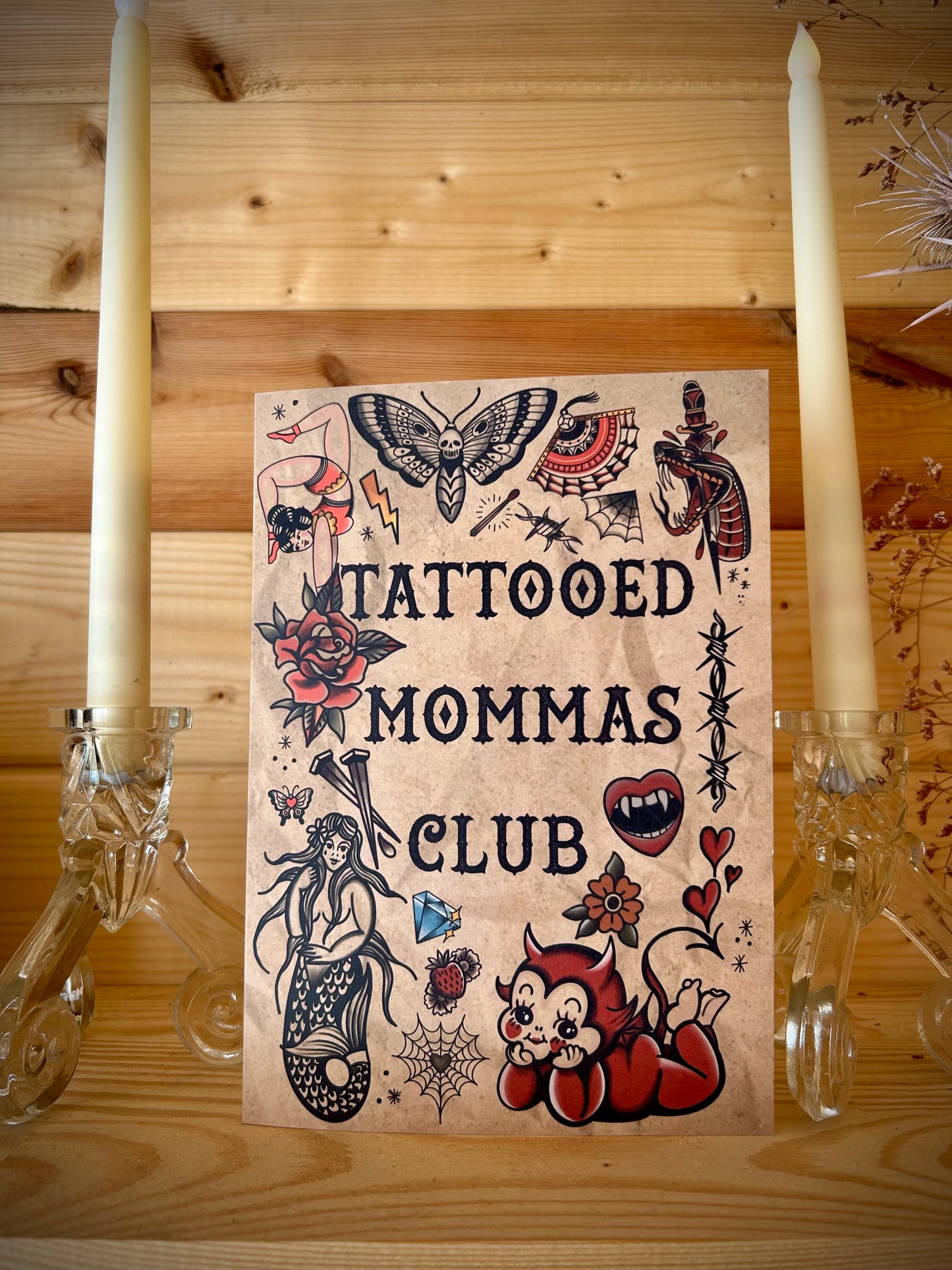Tattooed Momma Greeting Card – Classic Tattoo-Inspired Design