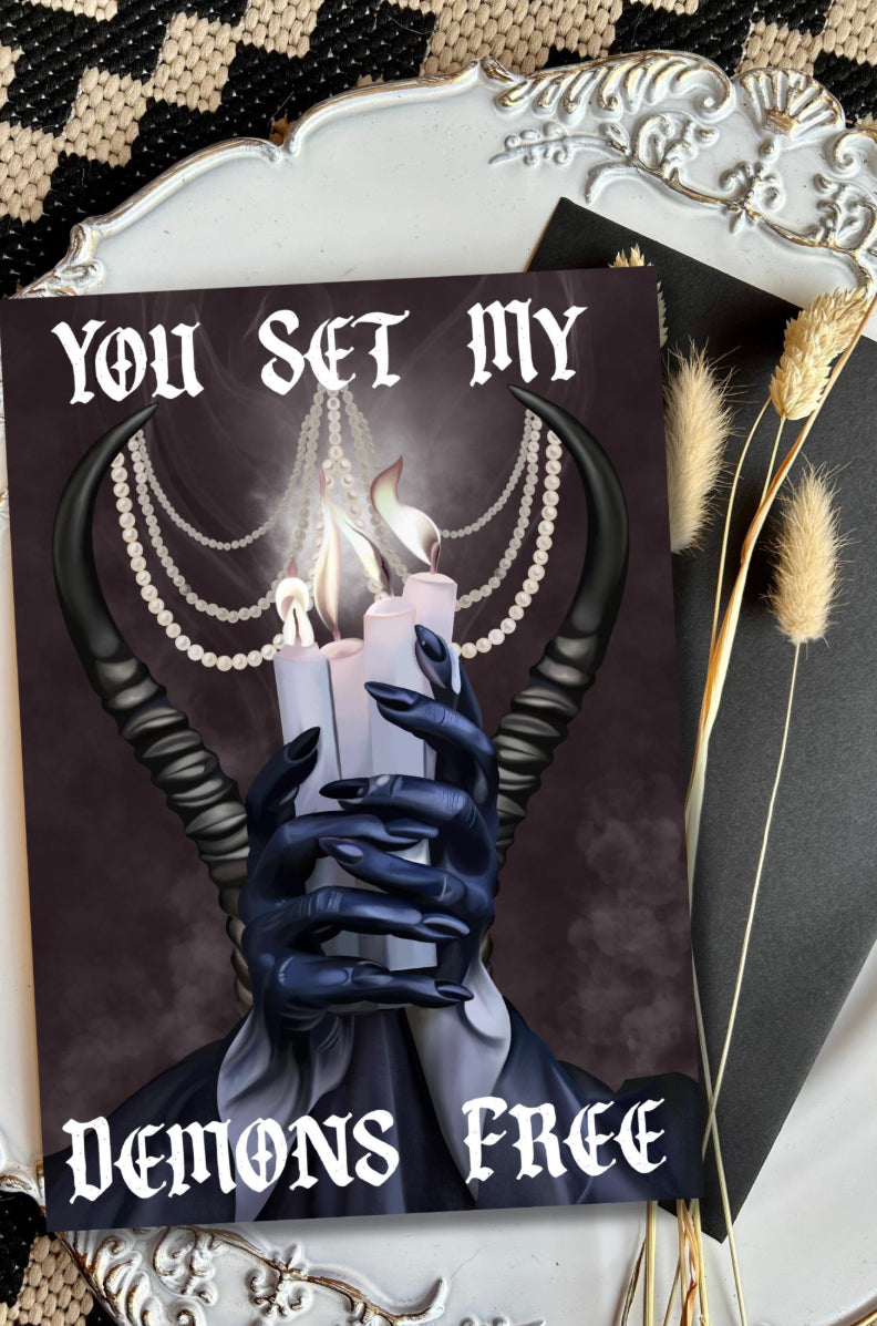 You Set My Demons Free Card – Bad Omens Inspired Gothic Love Card