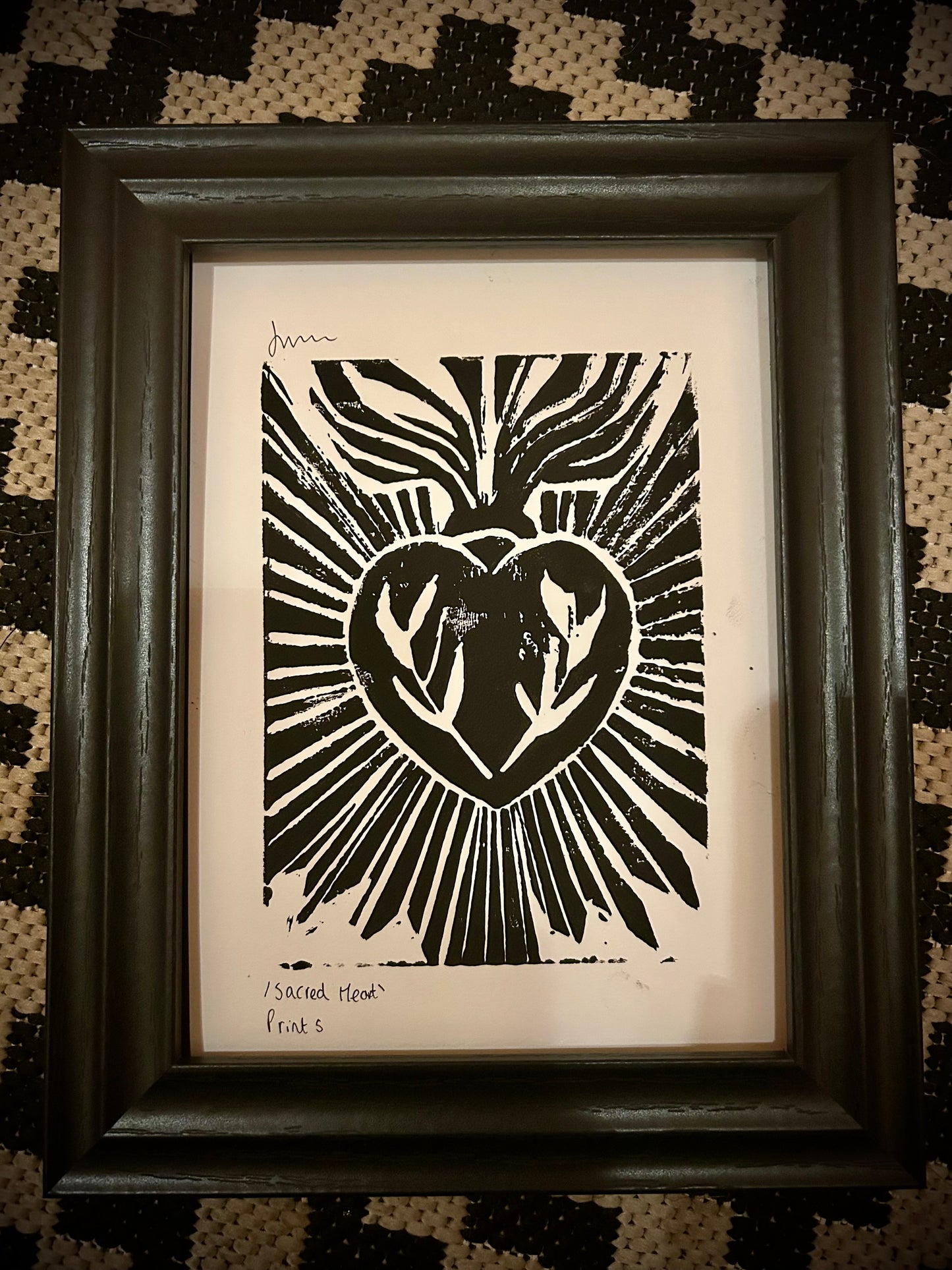 Original Gothic Sacred Heart |A5 Lino Print