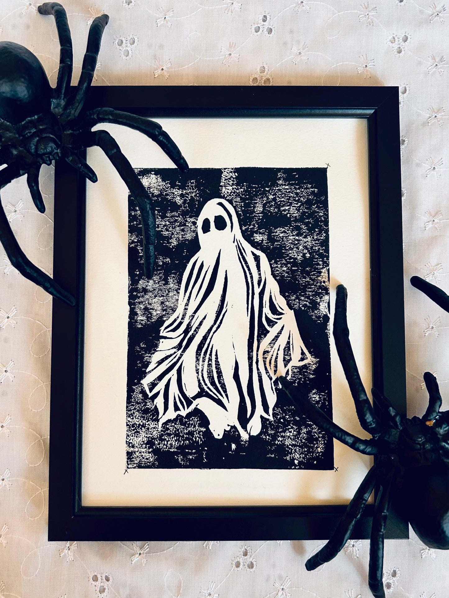 Fred the Ghost – Hand-Printed Lino Print