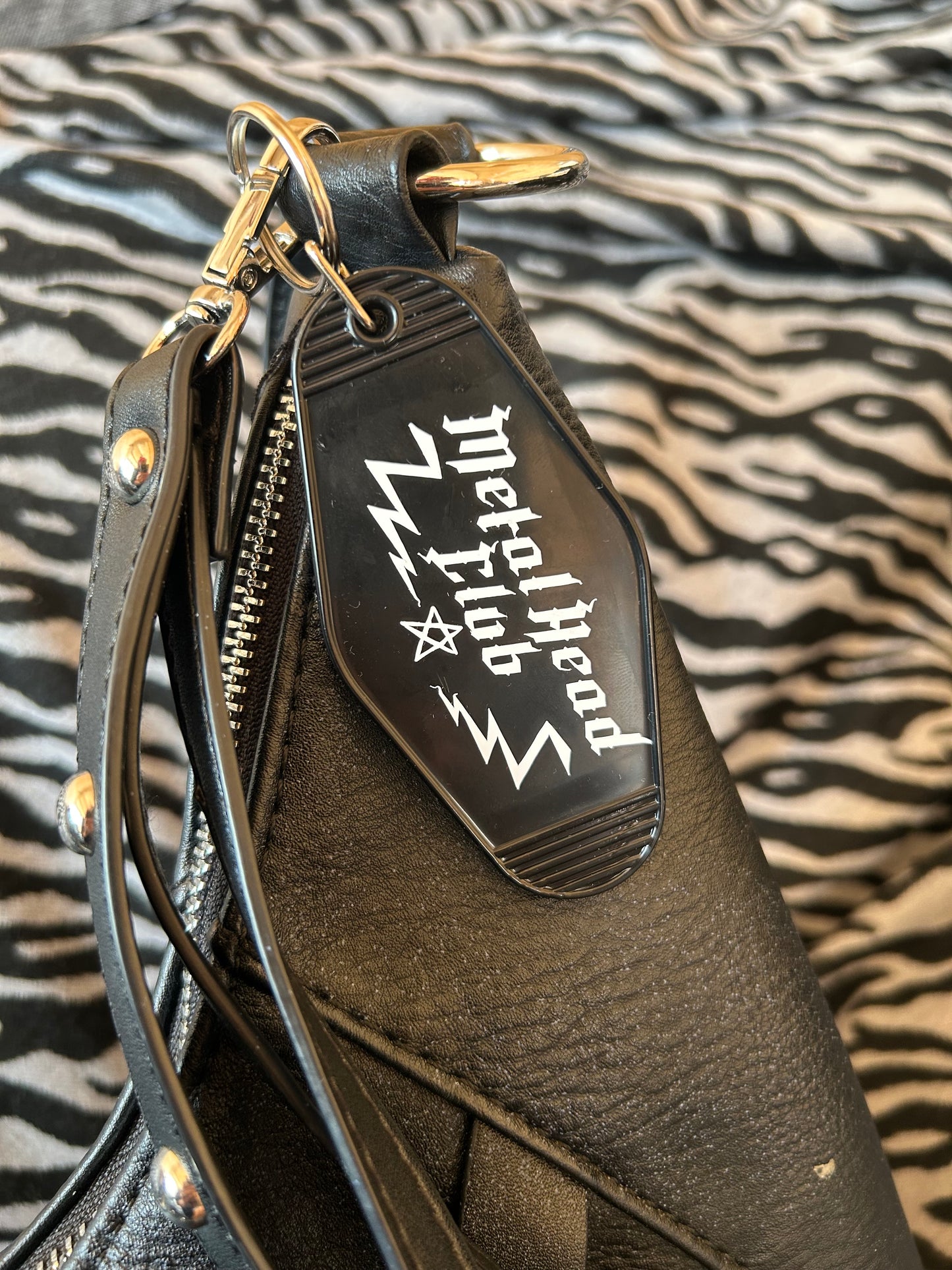 Metal Head Club Motel Key Ring | Skull Bag Charm for Rock & Alt Fans