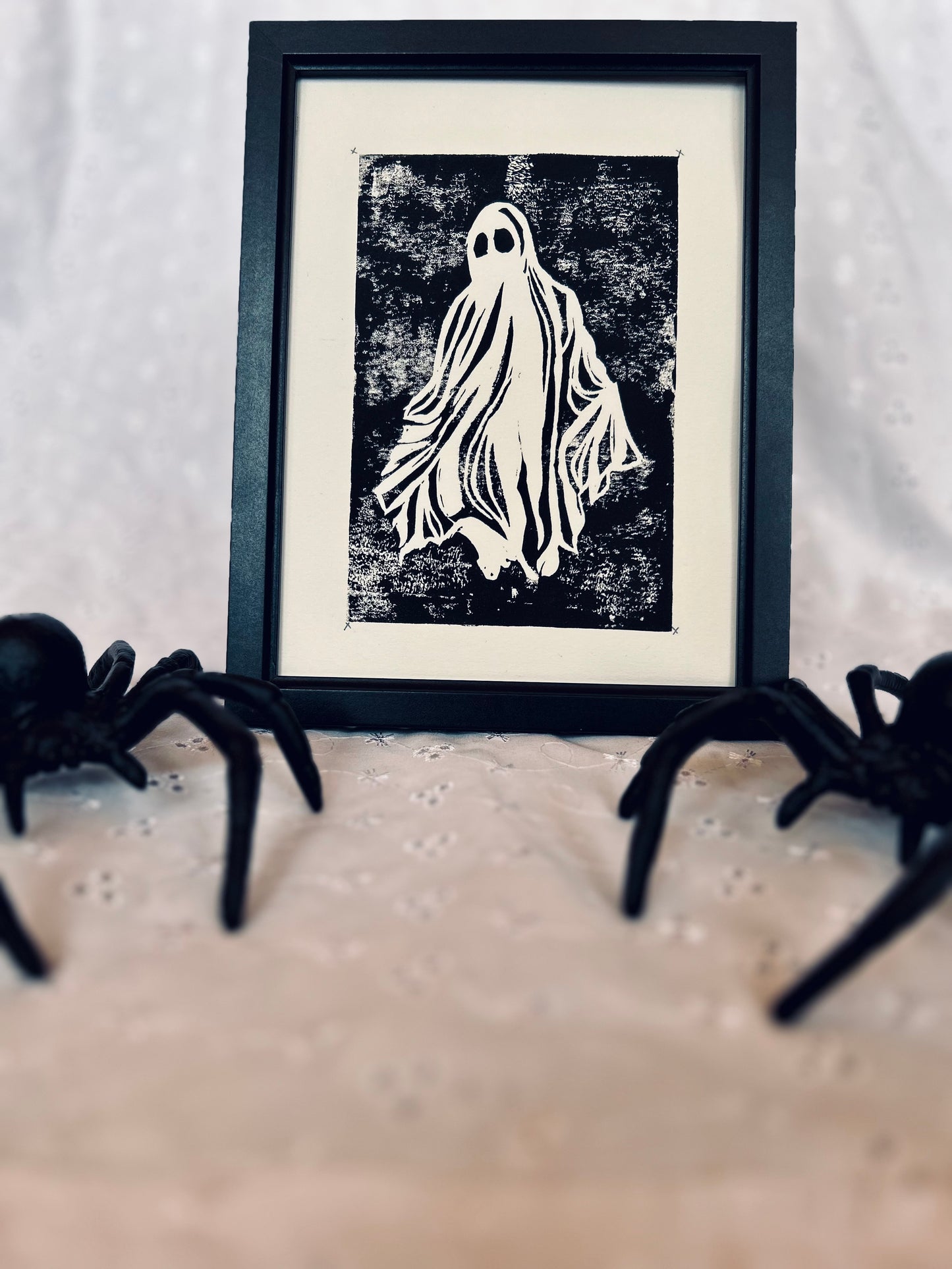 Fred the Ghost – Hand-Printed Lino Print
