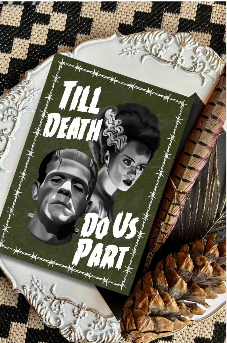 From Death Do Us Part Frankenstein & Bride of Frankenstein Wedding/Engagement Card, gothic, horror, classic horror