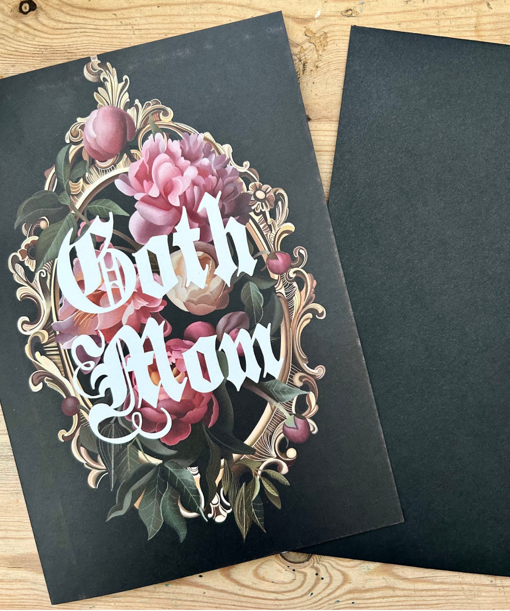 Goth Mom greetings card, birthday card, gothic Mother’s Day card