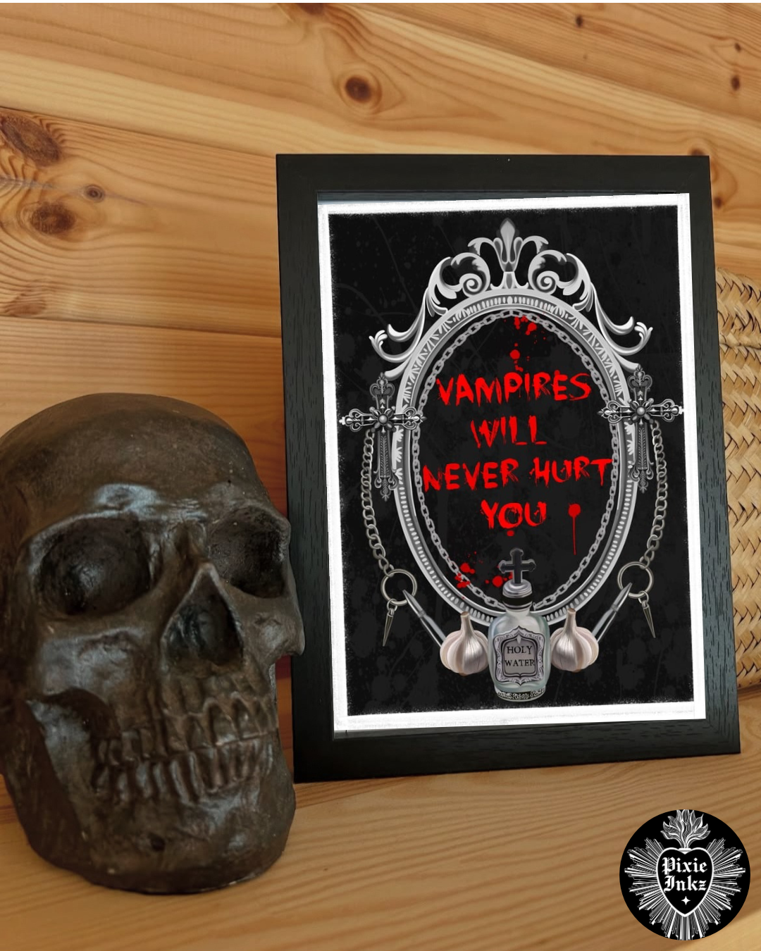 Vampires Will Never Hurt You – Emo Gothic Art Print or Card