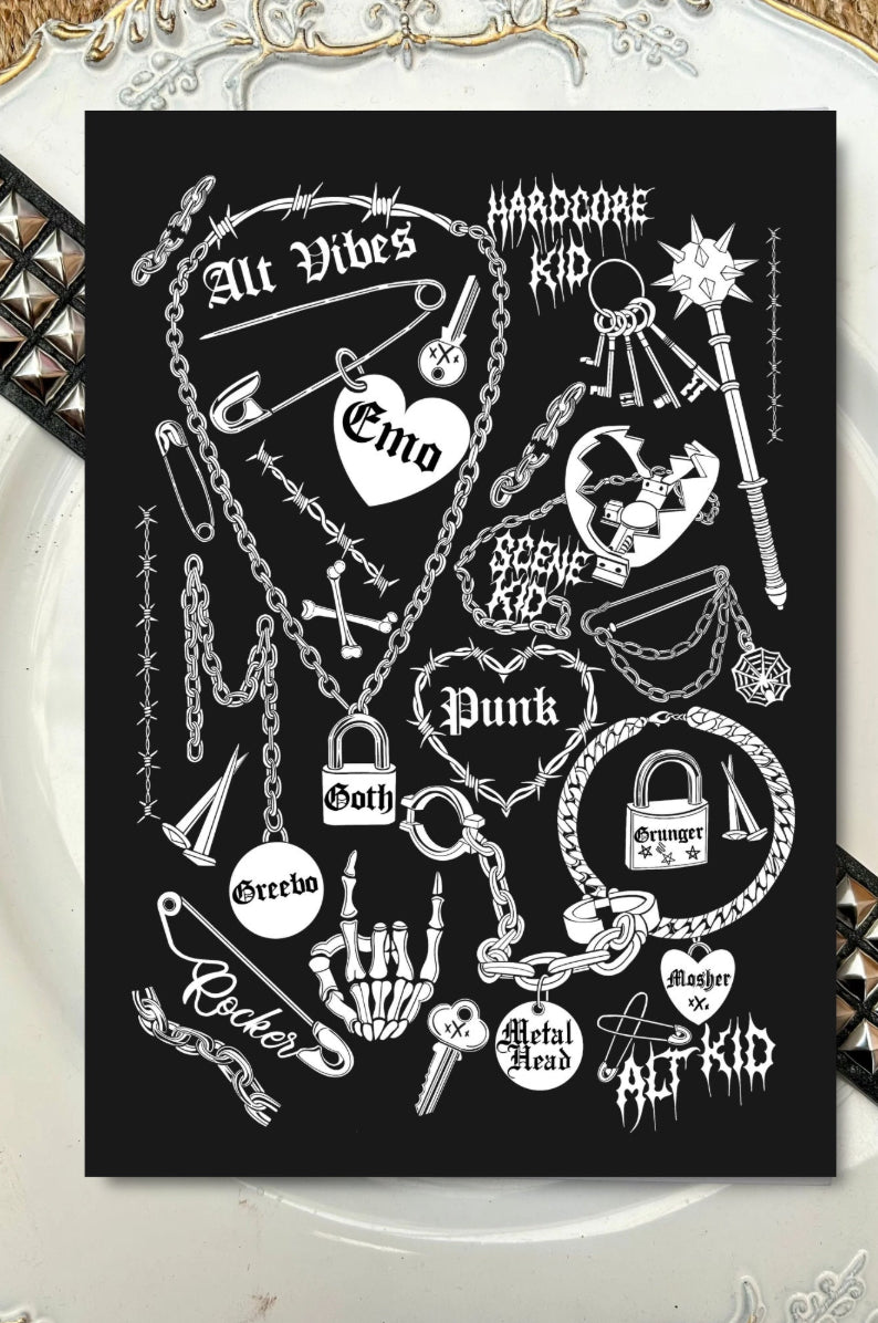 Alternative Vibes Greeting Card - Classic Emo 00’s Nostalgia, Elder Emo, numetal, metal music, rock music, greetings card