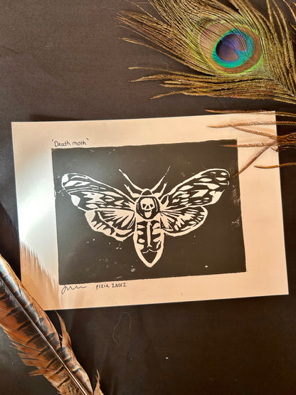 A5 Original Lino Print | Death Moth