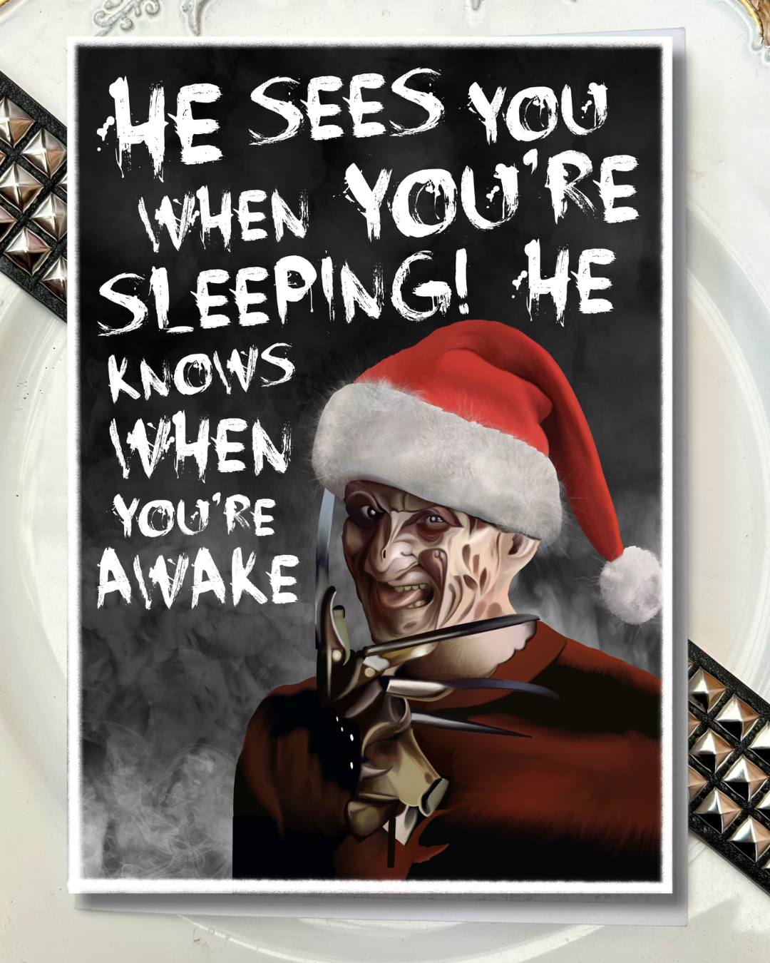 He Sees You When You’re Sleeping A5 Christmas Card