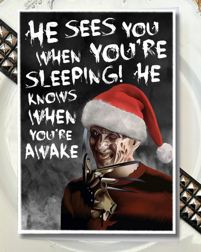 He Sees You When You’re Sleeping A5 Christmas Card