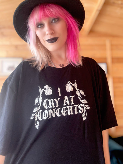 I Cry at Concerts T-Shirt | Gothic Band Tee (Black & Hot Pink)