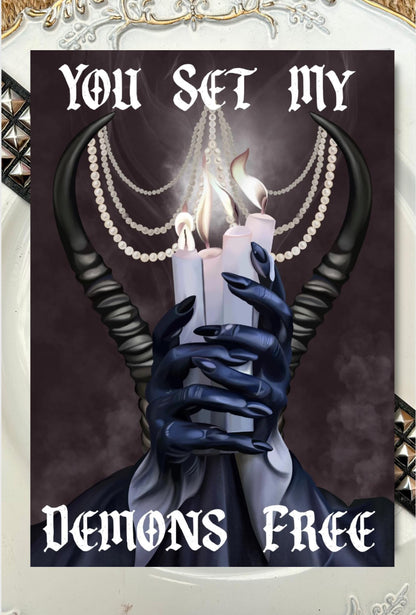 You Set My Demons Free Card – Bad Omens Inspired Gothic Love Card