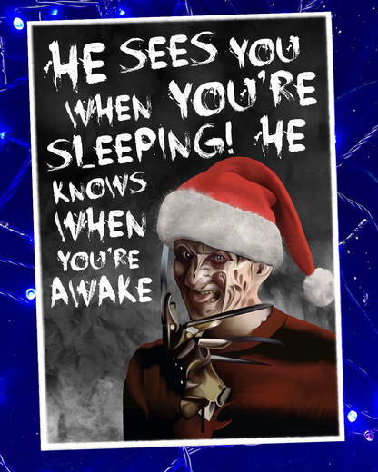 He Sees You When You’re Sleeping A5 Christmas Card