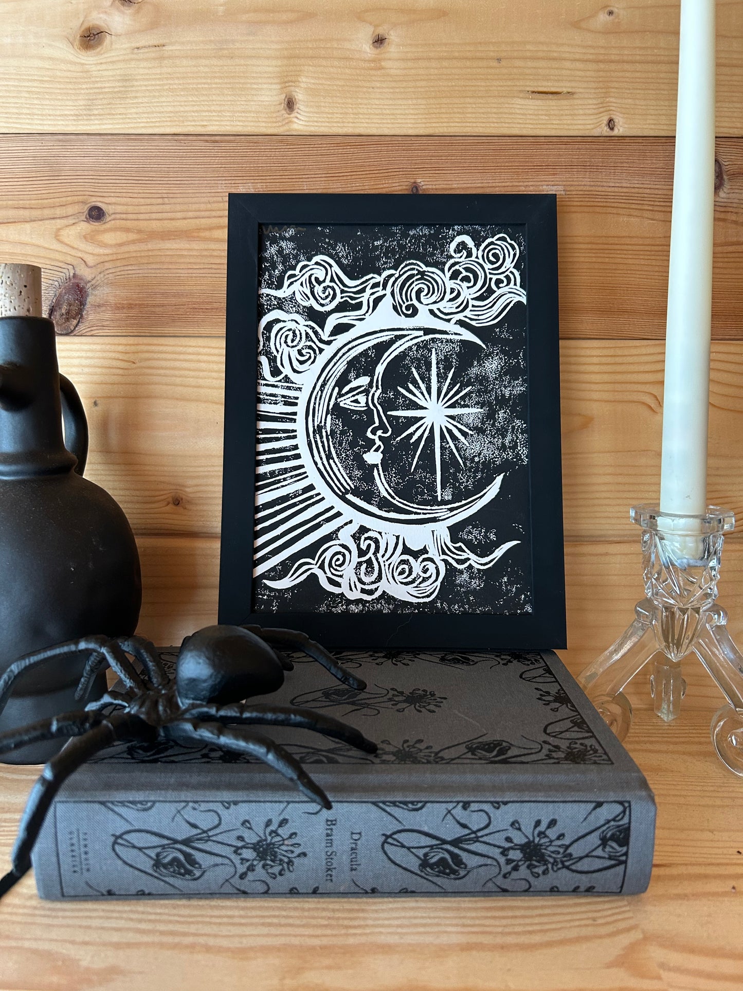 Celestial Moon Lino Print (A5)