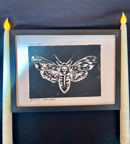 A5 Original Lino Print | Death Moth