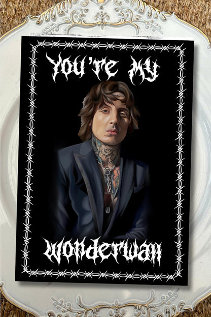 Wonderwall-Inspired Greetings Card | Bring Me the Horizon Fan Gift | A5 | Recycled Card Stock | Black Envelope