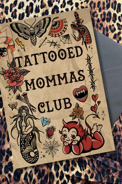 Tattooed Momma Greeting Card – Classic Tattoo-Inspired Design