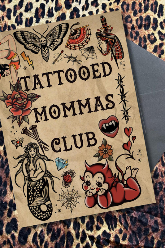 Tattooed Momma Greeting Card – Classic Tattoo-Inspired Design