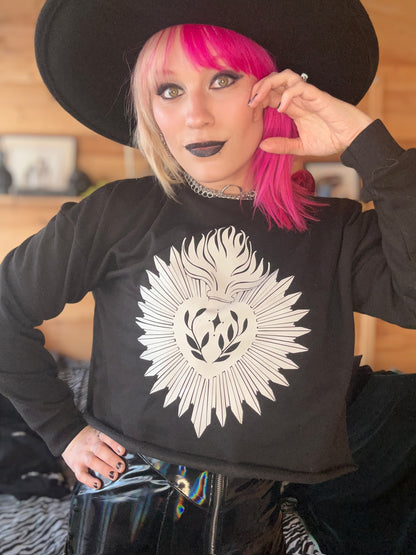 Cursed Heart Crop Long Sleeve Sweatshirt