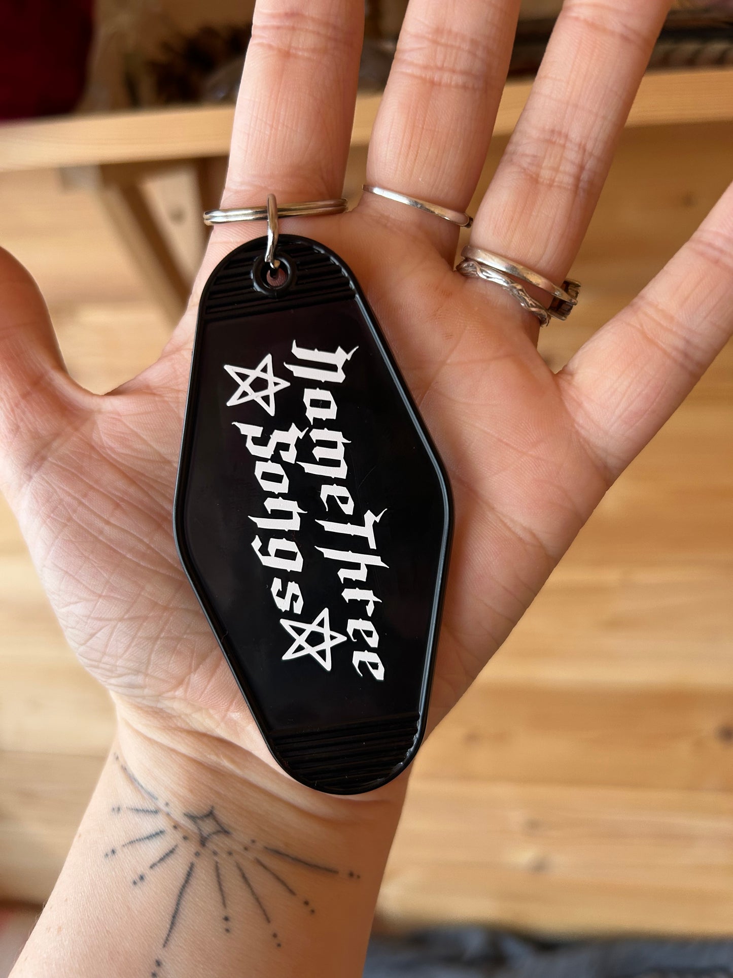 “Name Three Songs” Motel Key Ring | Skull Rock Hand Bag Charm for Music Fans