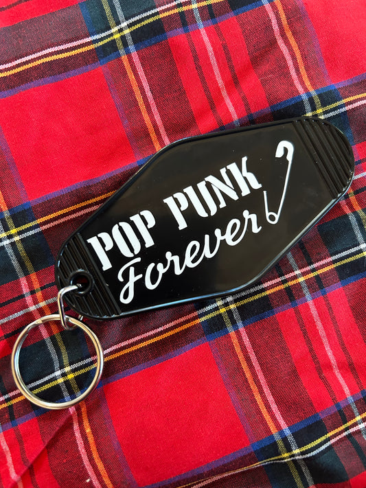 Pop Punk Forever Motel Key Ring | Checkerboard Lightning Bolt Bag Charm