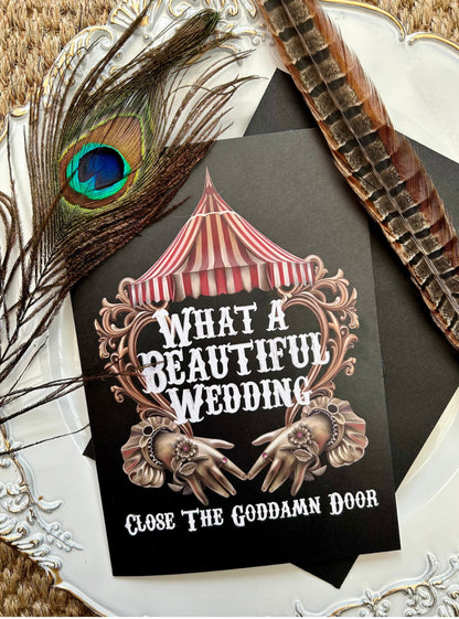 What a Beautiful wedding, panic at the disco inspired wedding card, rock n roll, emo, metal A5 Greetings card