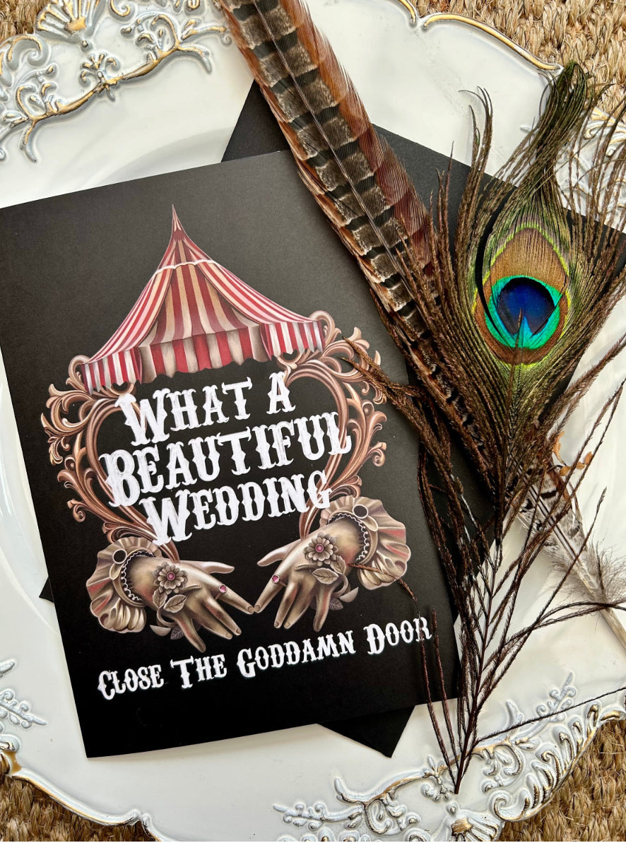 What a Beautiful wedding, panic at the disco inspired wedding card, rock n roll, emo, metal A5 Greetings card