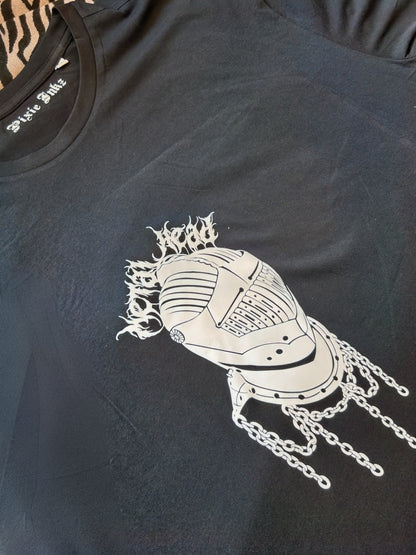 A photo of the metal head T-shirt close up 