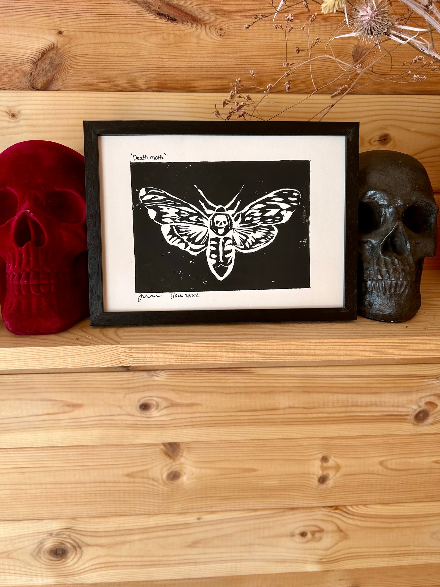 A5 Original Lino Print | Death Moth