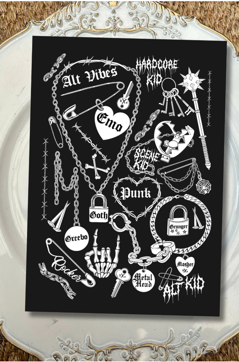 Alternative Vibes Greeting Card - Classic Emo 00’s Nostalgia, Elder Emo, numetal, metal music, rock music, greetings card