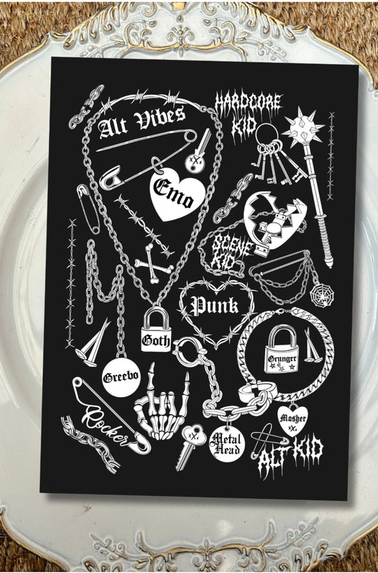 Alternative Vibes Greeting Card - Classic Emo 00’s Nostalgia, Elder Emo, numetal, metal music, rock music, greetings card