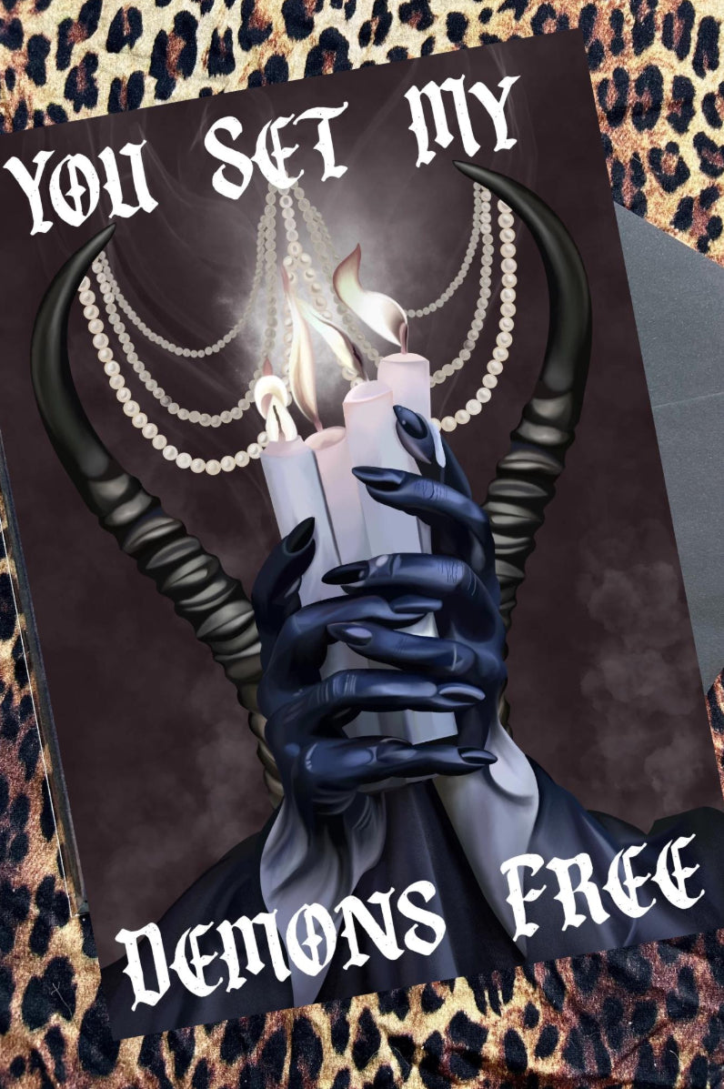 You Set My Demons Free Card – Bad Omens Inspired Gothic Love Card