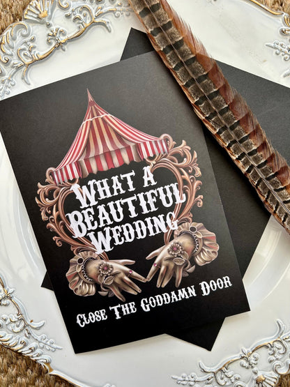 What a Beautiful wedding, panic at the disco inspired wedding card, rock n roll, emo, metal A5 Greetings card