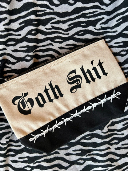 Goth Sh*t Canvas Pouch – Alt Accessories Bag with Barbed Wire Print