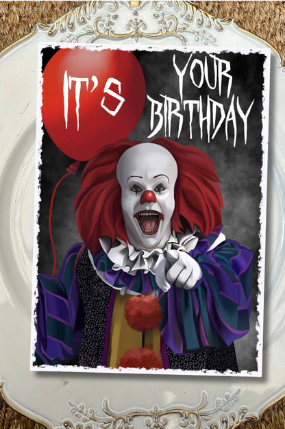 Stephen King's IT Birthday Card - Pennywise the Dancing Clown/ horror/ horror movie/ A5 size