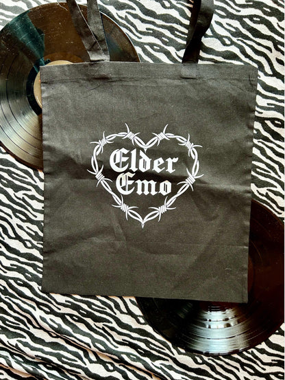 Elder Emo Tote Bag – Gothic Barbed Wire Heart Design