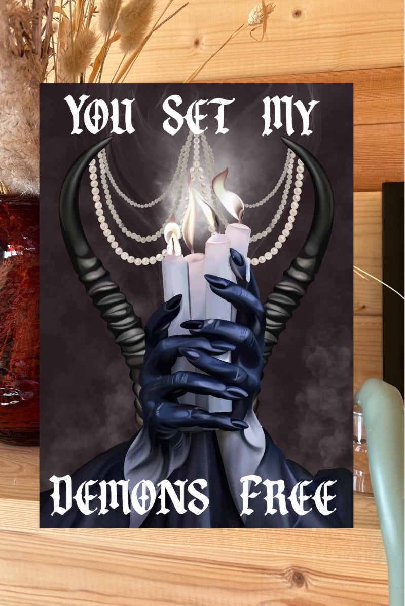 You Set My Demons Free Card – Bad Omens Inspired Gothic Love Card